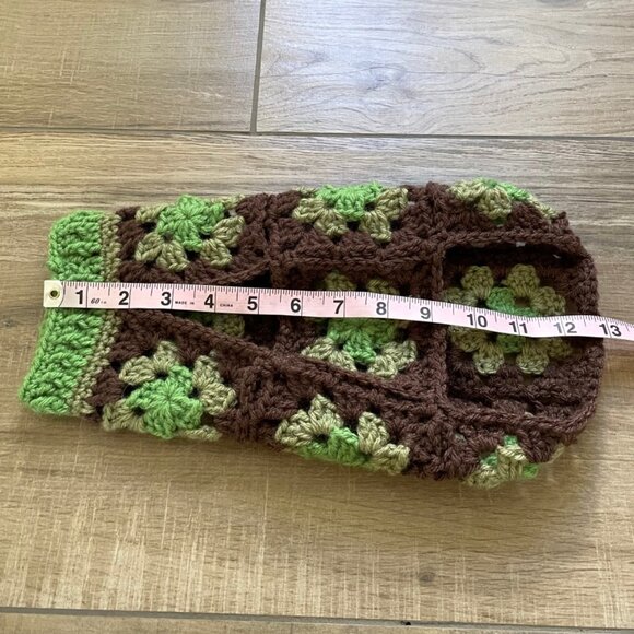 Dog Sweater XS Green Brown Crochet Handmade Granny Chihuahua, Yorkie, Teacup - Picture 7 of 10